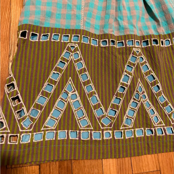 HD In Paris Anthropologie Eyelet Gingham A-Line Dress Women's Size 0. EUC - Picture 2 of 9